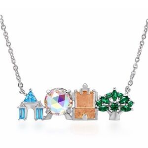 Disney parks castle Necklace silver Jewelry rhinestone crystals diamonds